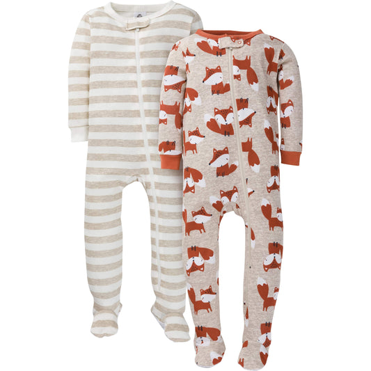 2-Pack Baby & Toddler Boys Fox Snug Fit Footed Cotton Pajamas