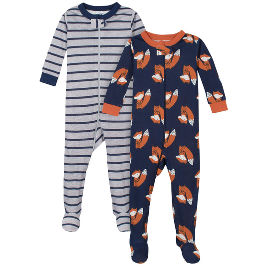 2-Pack Baby & Toddler Boys Fox Snug Fit Footed Cotton Pajamas